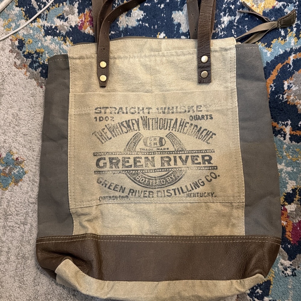 Clea Ray Green River Distilling Co.  Upcycled Canvas And Leather Bag!